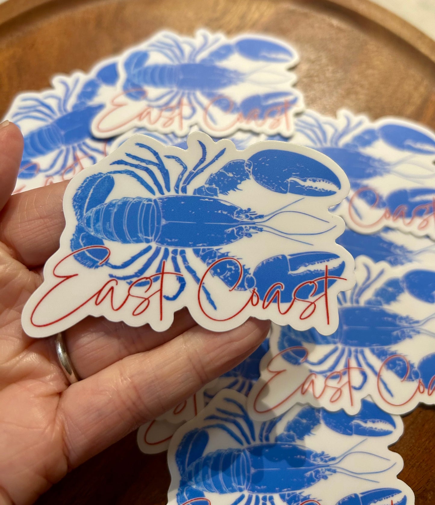 Blue East Coast Lobster sticker • white & red