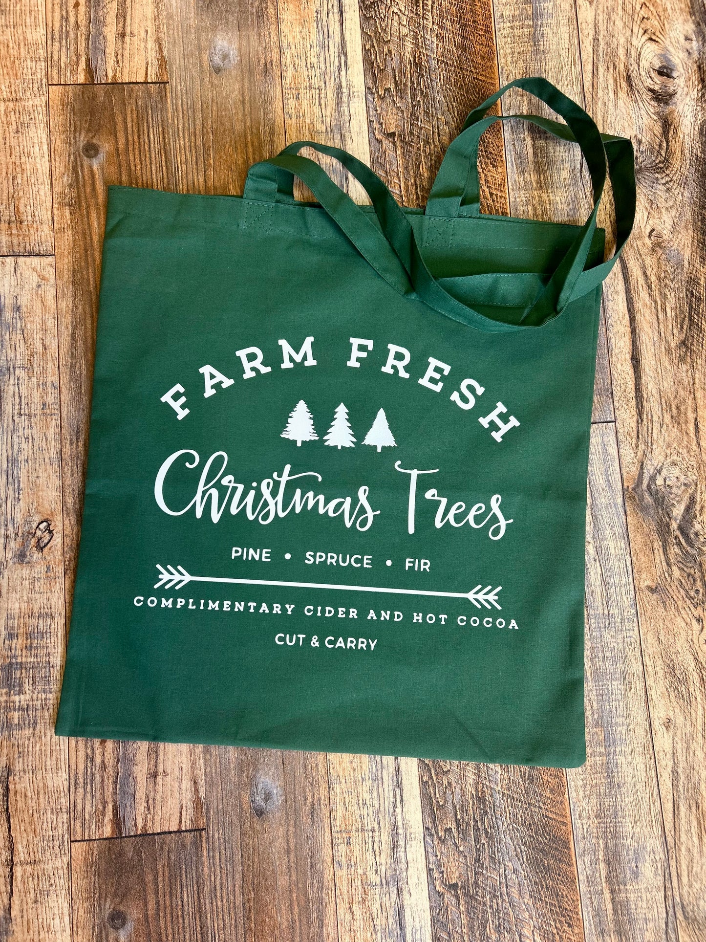 Farm fresh Christmas trees green Tote Bag