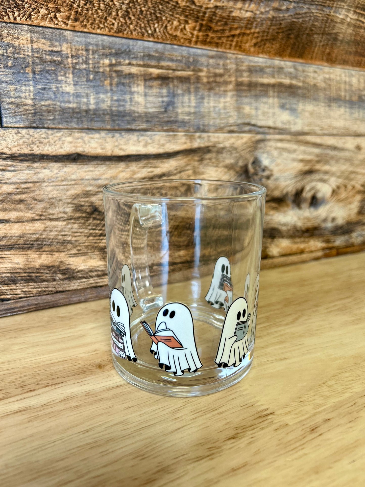 Spooky Readers Ghost Glass coffee mug