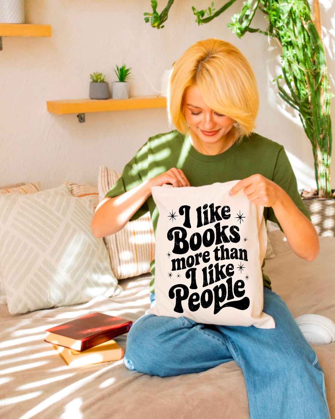 I like books more than I like people tote bag