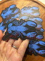 Blue East Coast Lobster sticker • red