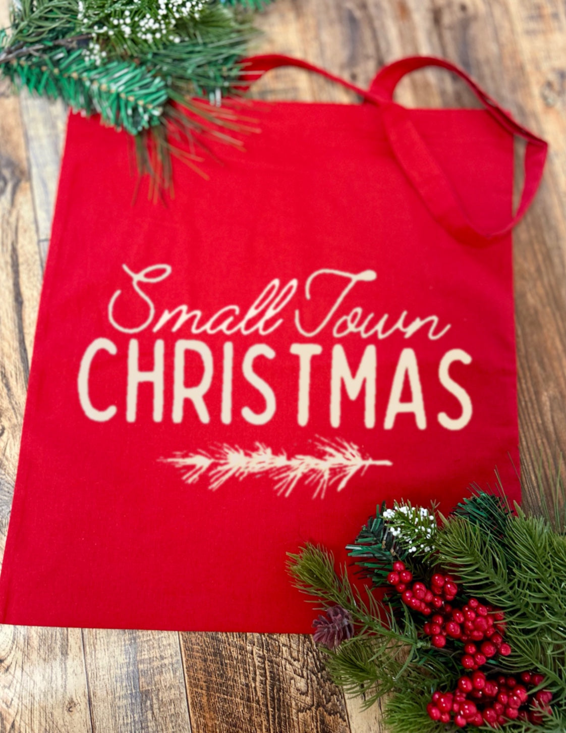 Small Town Christmas Red Tote Bag