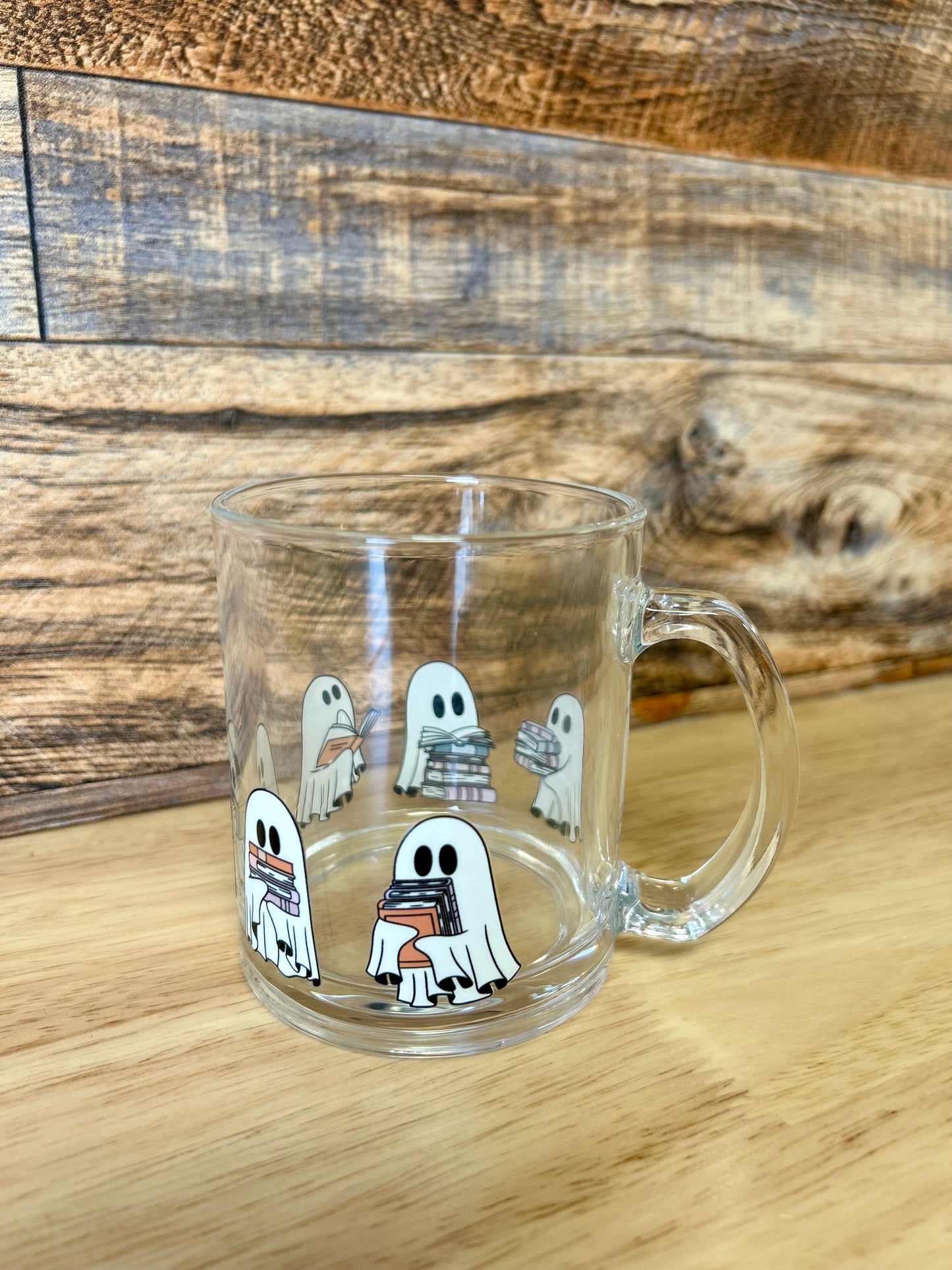 Spooky Readers Ghost Glass coffee mug