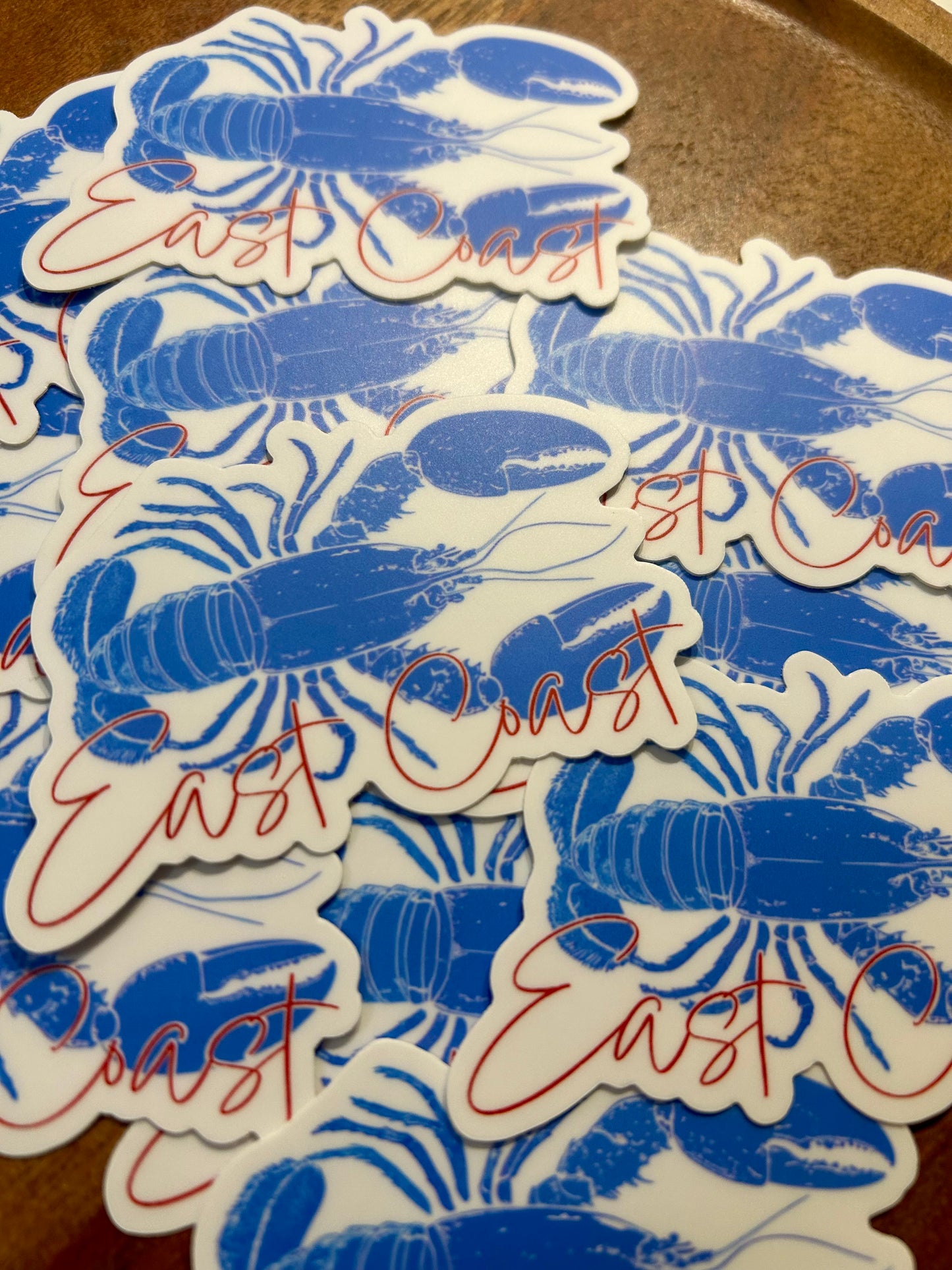 Blue East Coast Lobster sticker • white & red