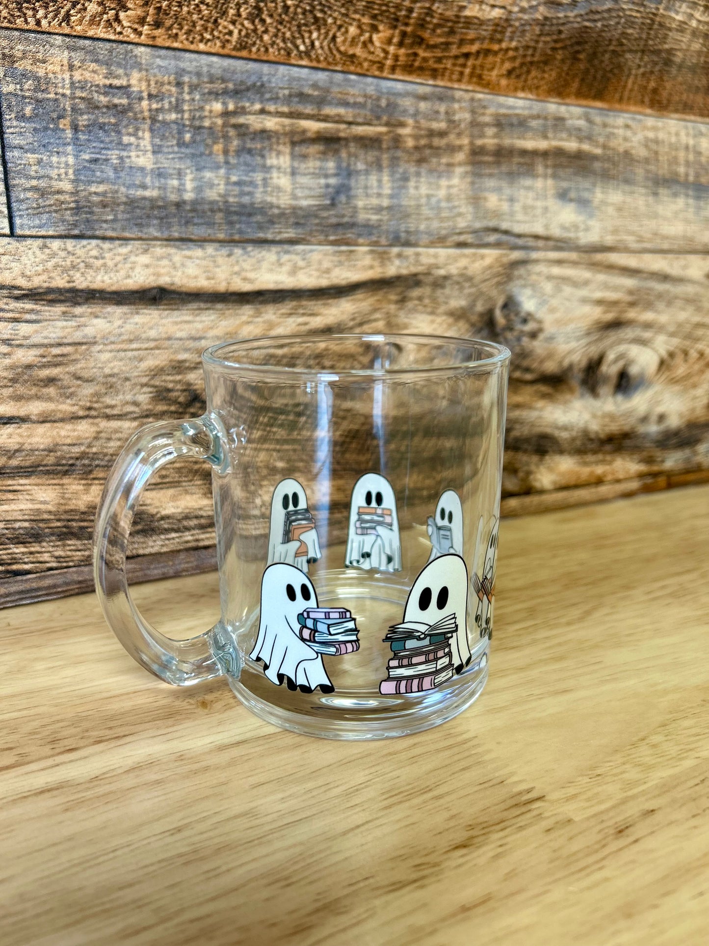 Spooky Readers Ghost Glass coffee mug