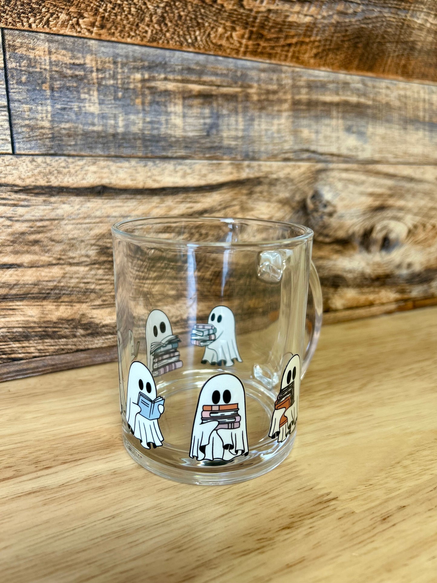 Spooky Readers Ghost Glass coffee mug