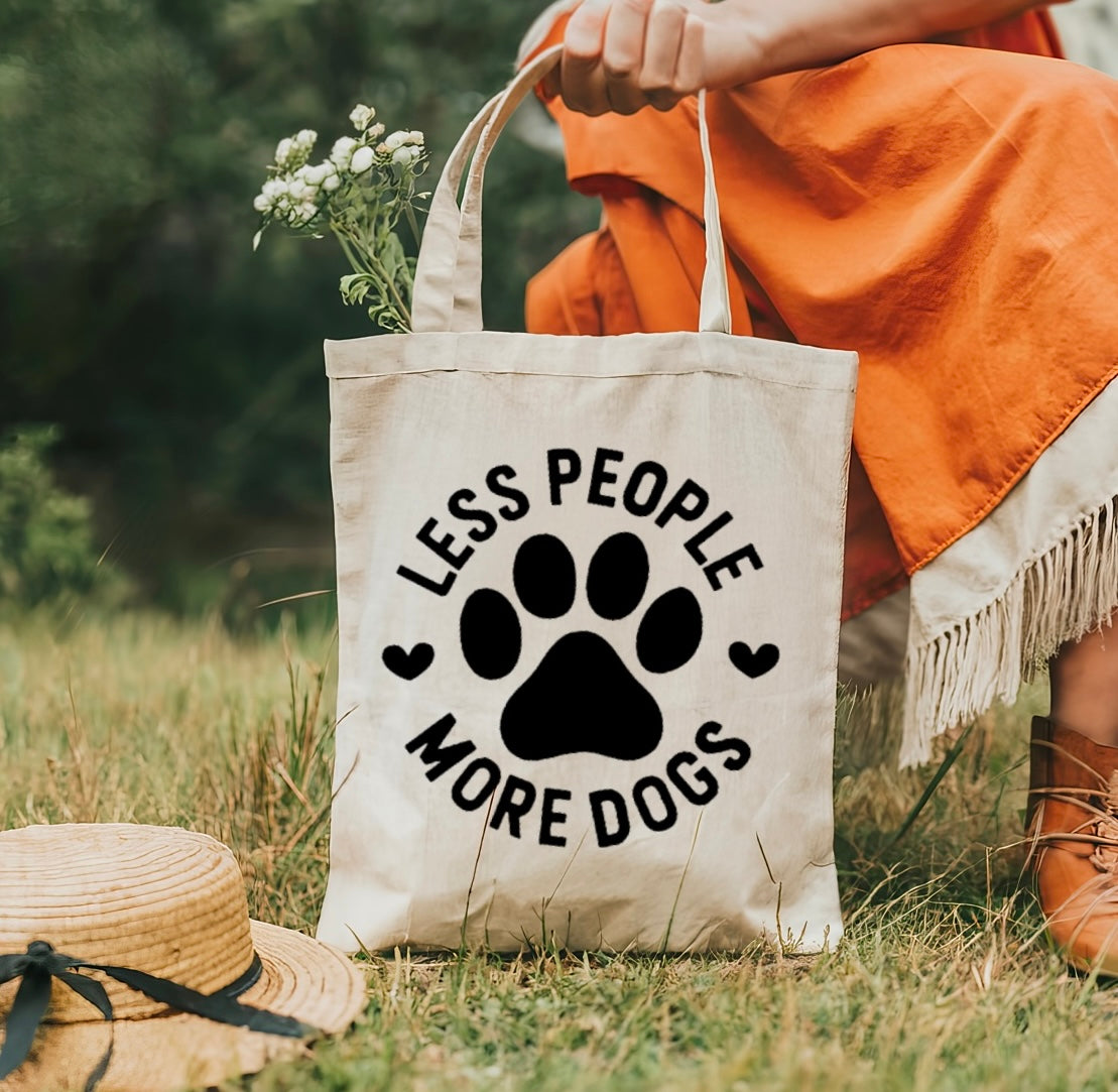 Less People More Dogs tote bag