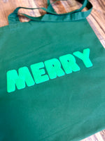 Merry green Tote Bag (puff print)