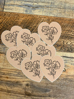 Flower heart sticker