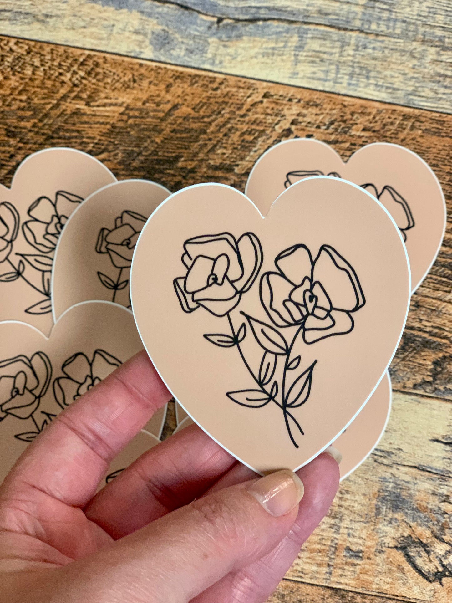 Flower heart sticker