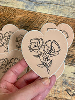 Flower heart sticker