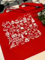 Christmas Doodles Red Tote Bag