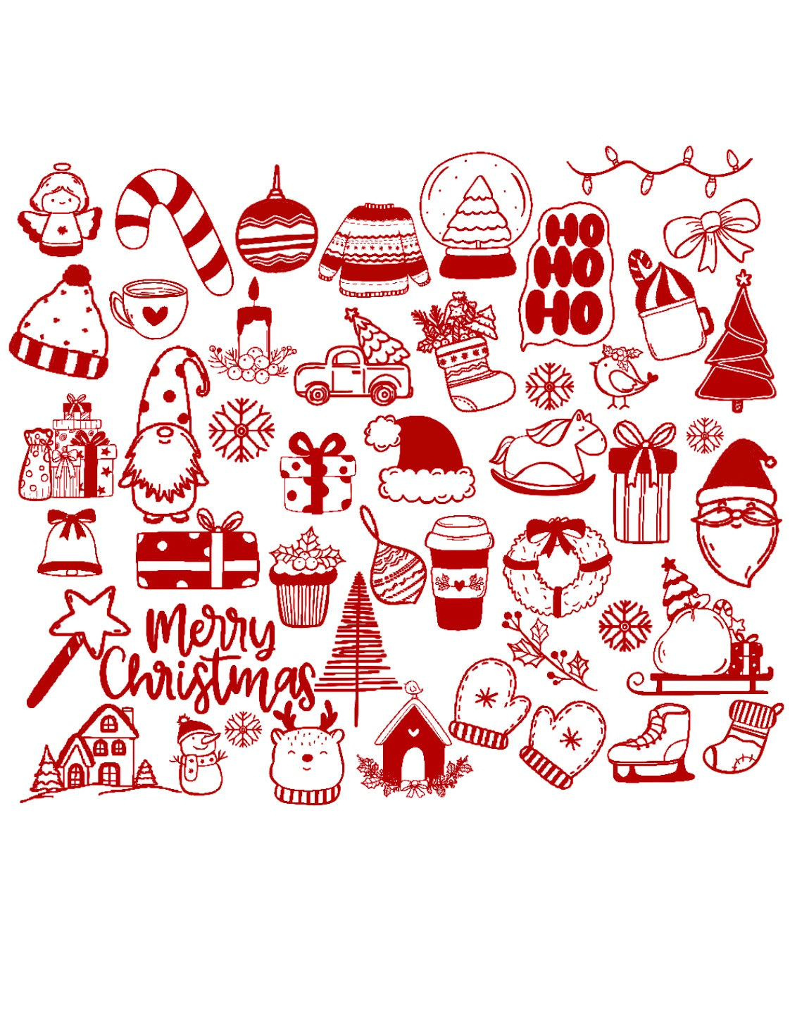 Christmas Doodles Red transfer