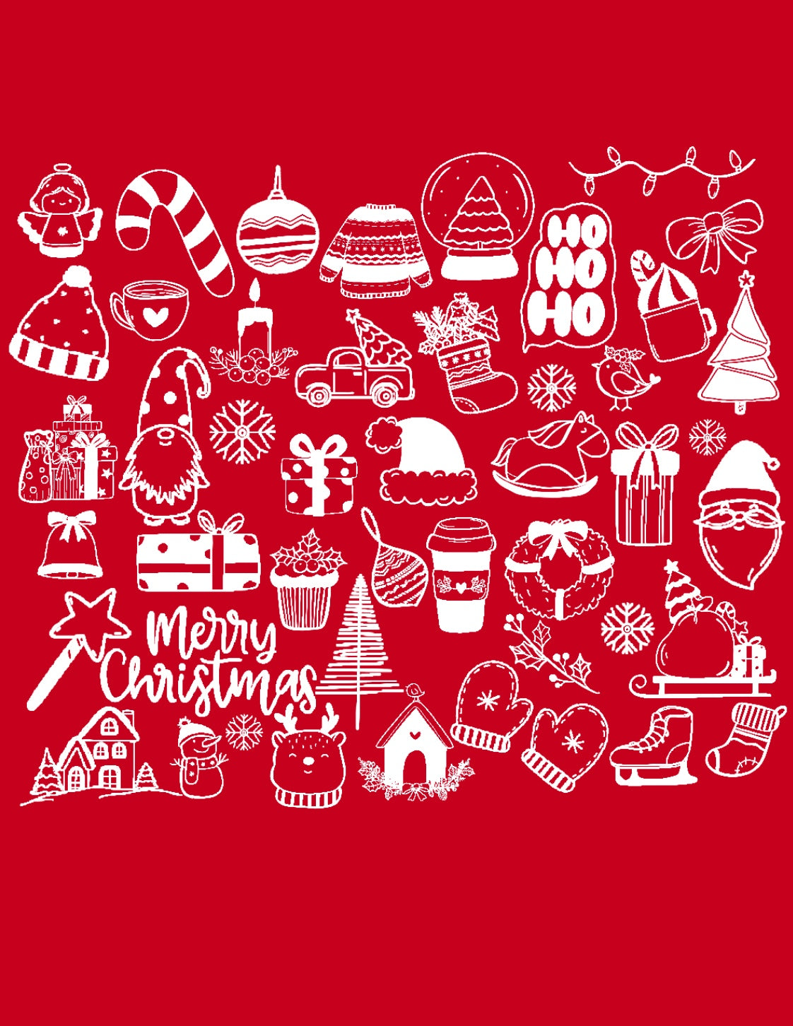 Christmas Doodles White transfer