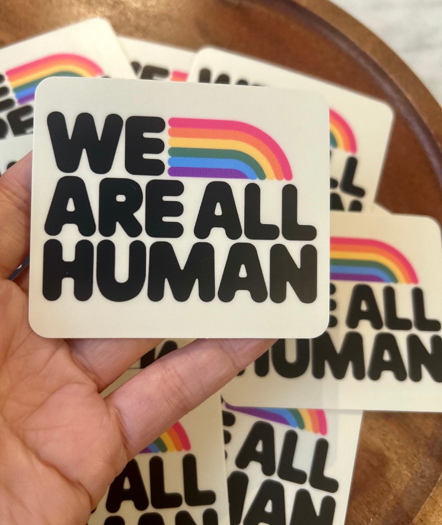We are all human pride sticker