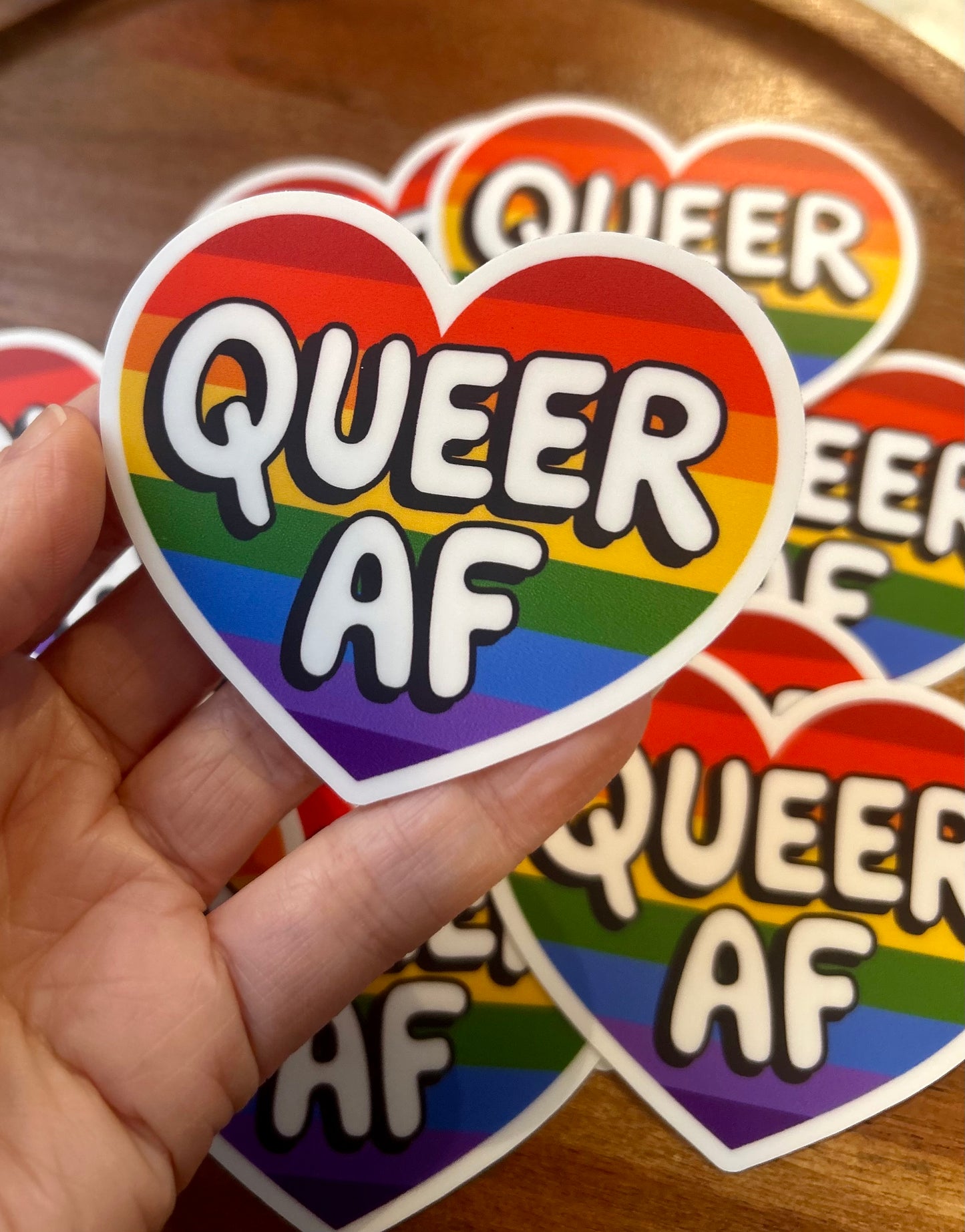 Queer AF heart sticker