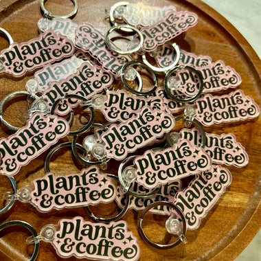 Plants & Coffee Keychain • pink