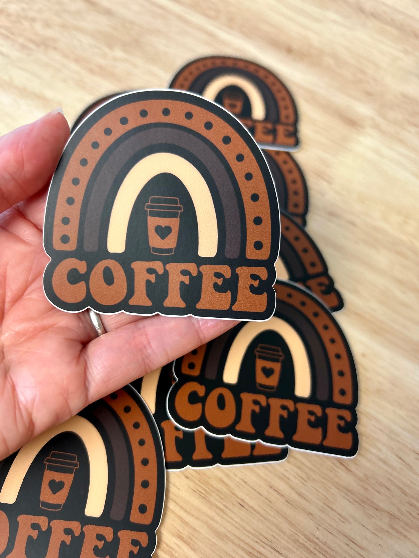 Coffee rainbow sticker • black