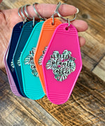 Fueled by plants & coffee motel keychain