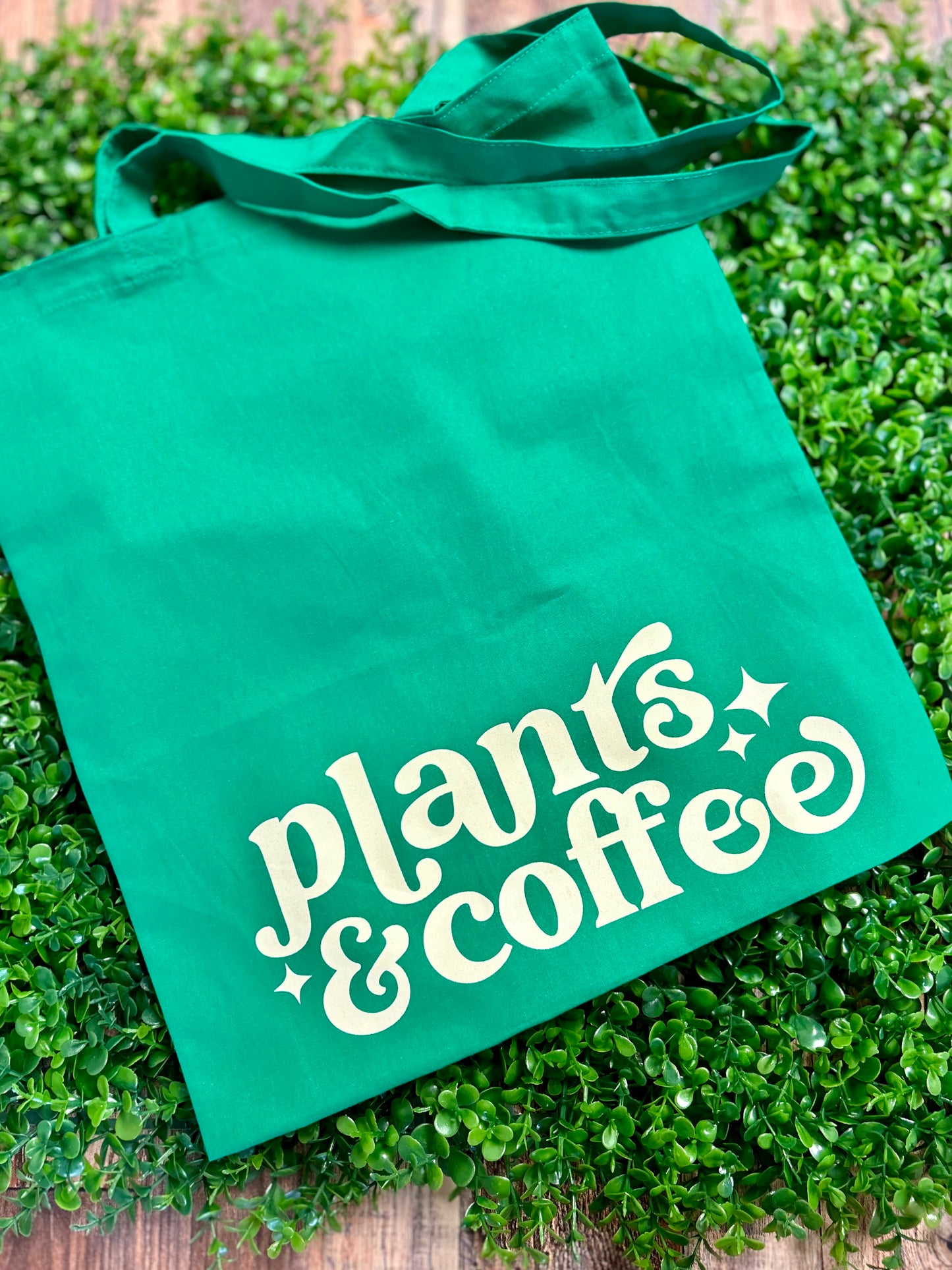 Plants & Coffee Tote Bag • kelly green