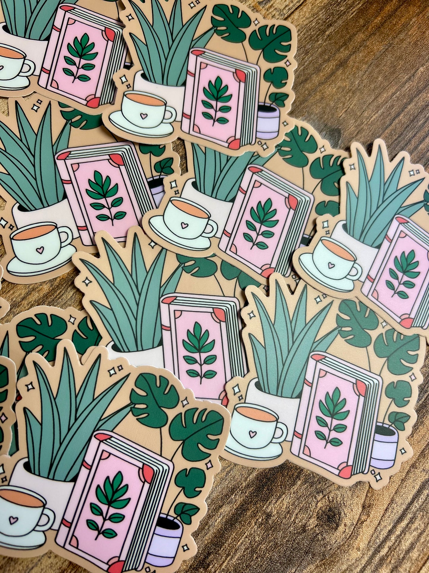 Plants & coffee & books sticker