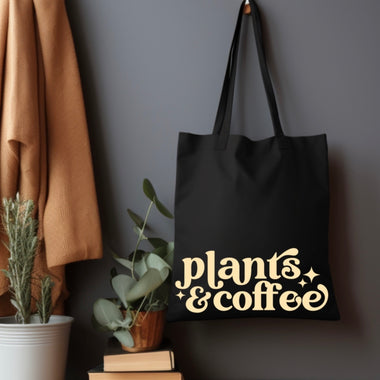 Plants & Coffee Tote Bag • black