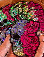 A|R Skull Pink Glitter Sticker