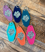 Fueled by plants & coffee motel keychain
