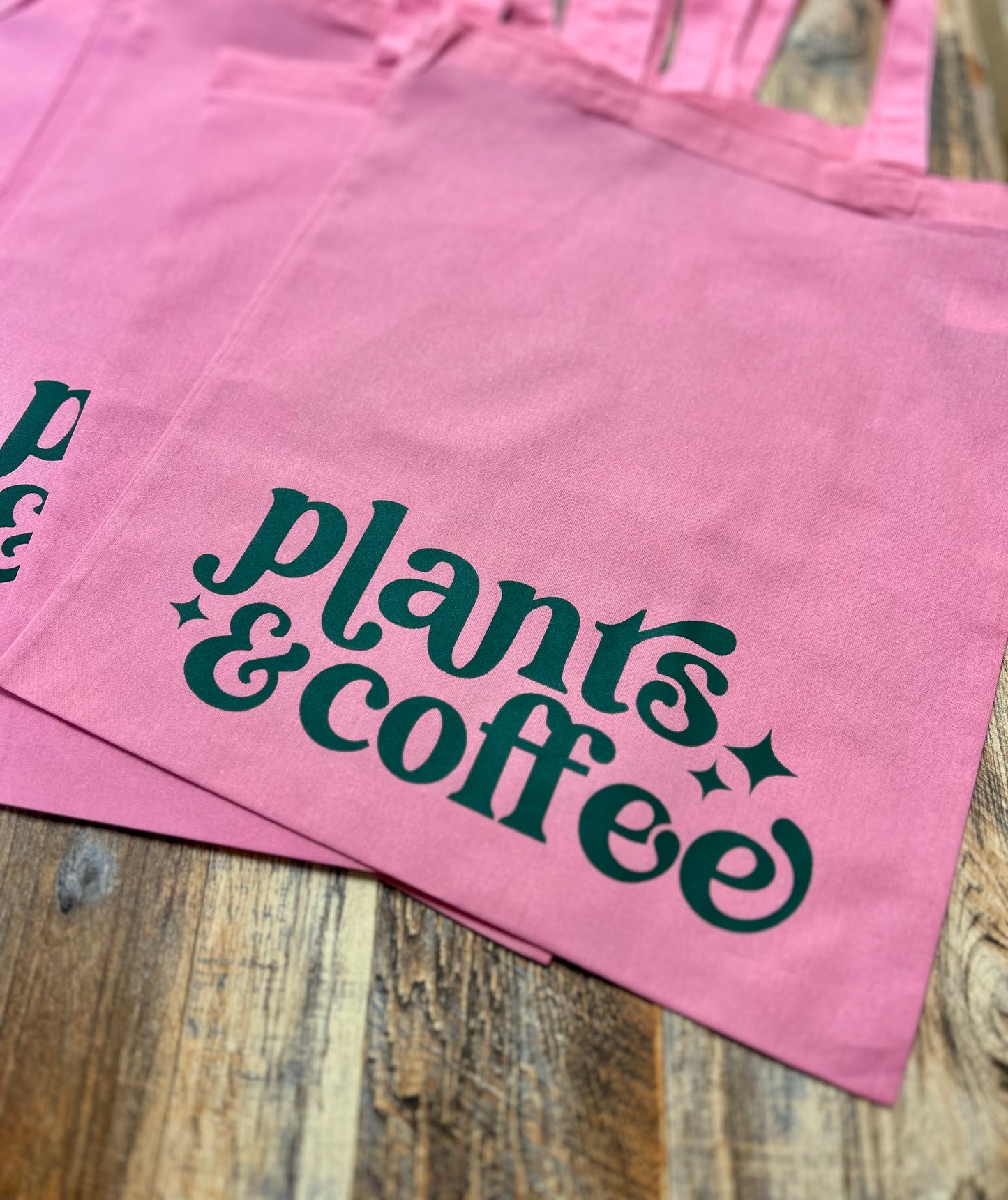 Plants & Coffee Tote Bag • pink