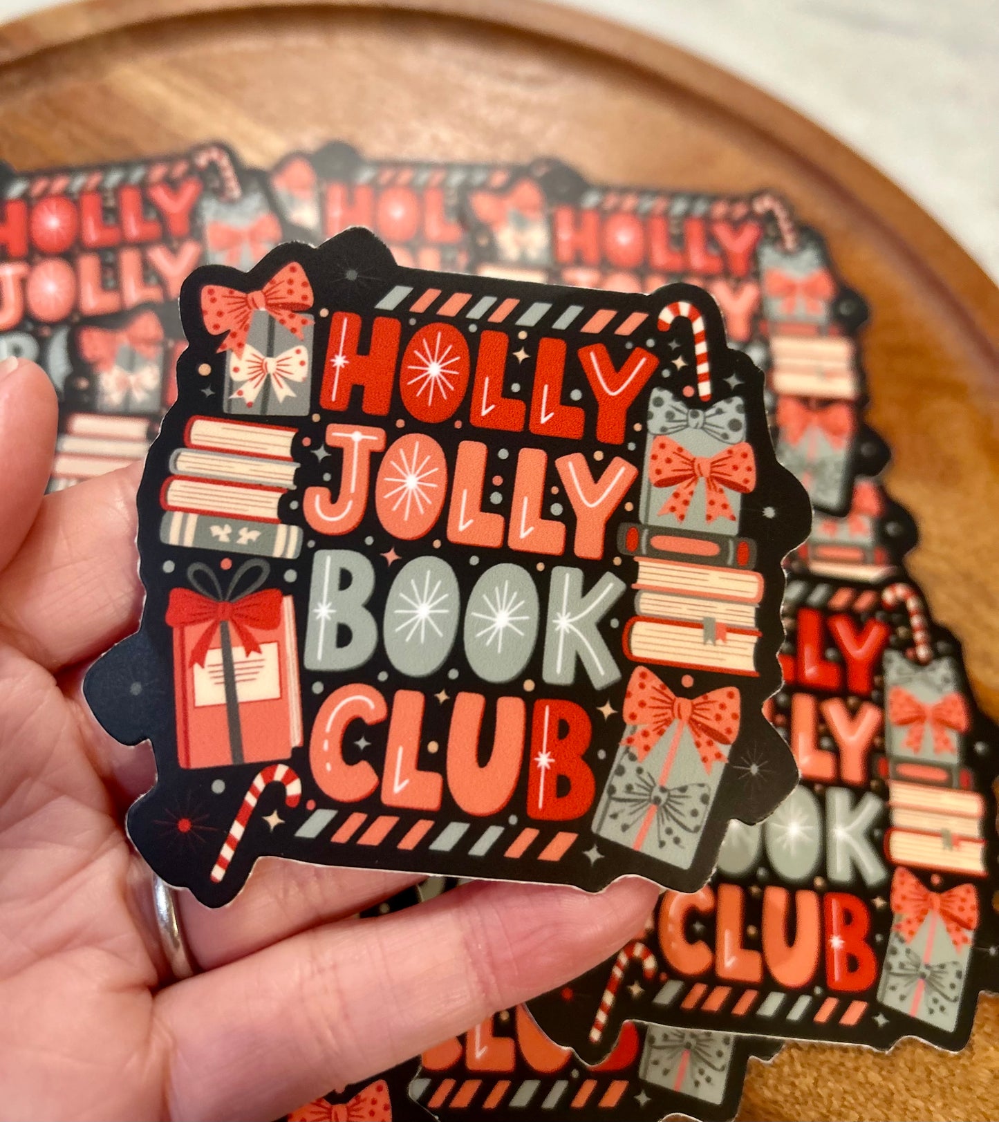 Holly Jolly book club sticker