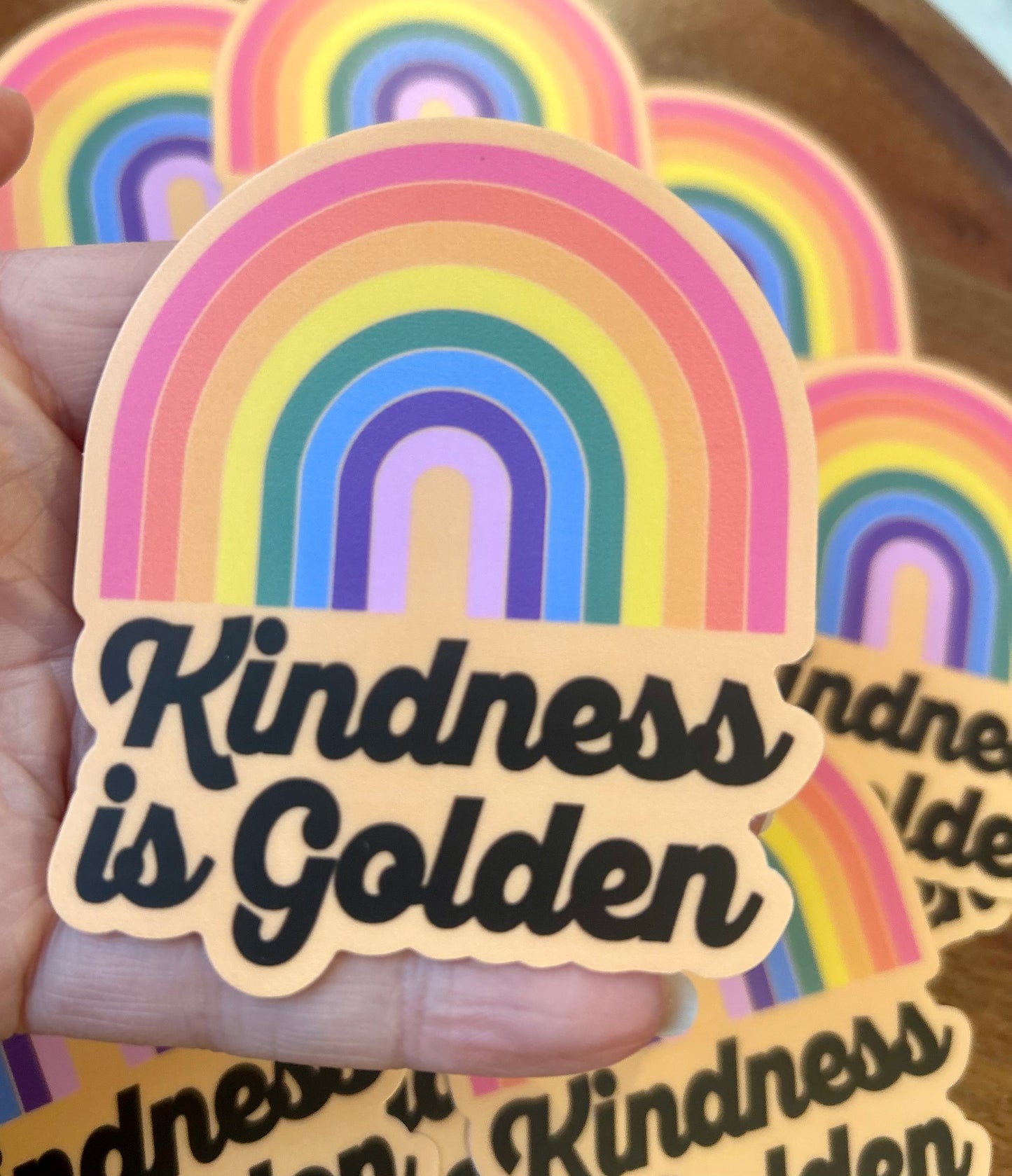 Kindness is golden rainbow sticker