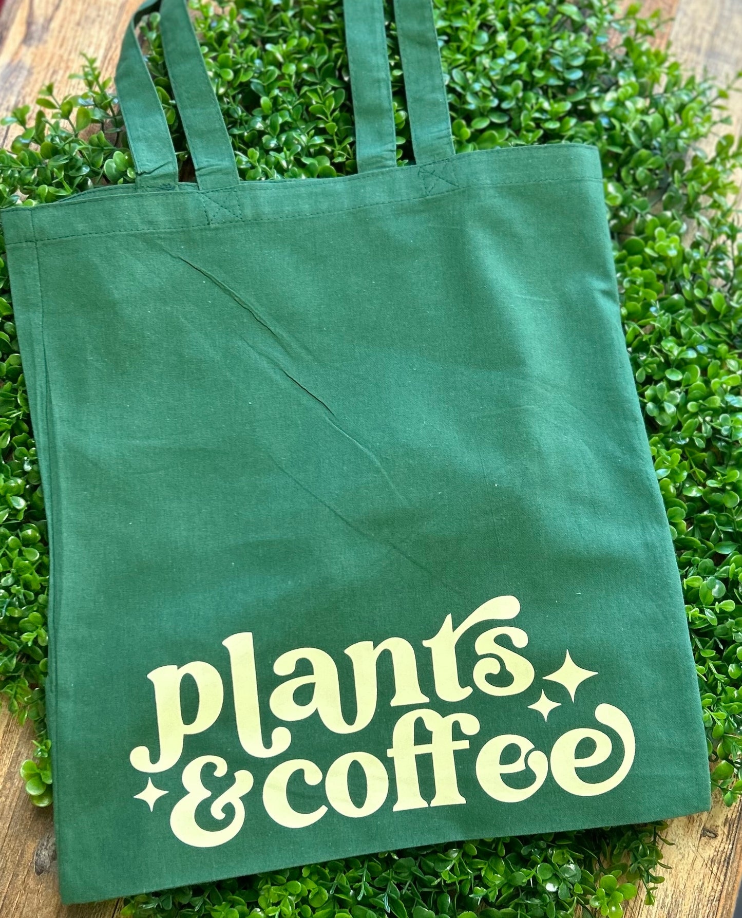 Plants & Coffee Tote Bag • green