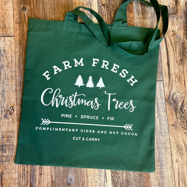 Farm fresh Christmas trees green Tote Bag