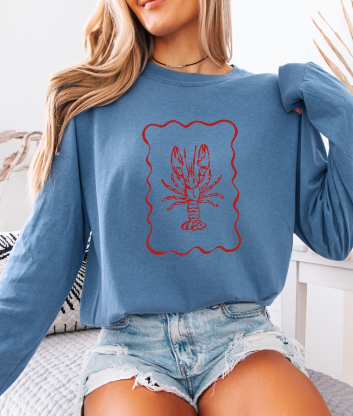 Lobster doodle long sleeve t-shirt • comfort colors