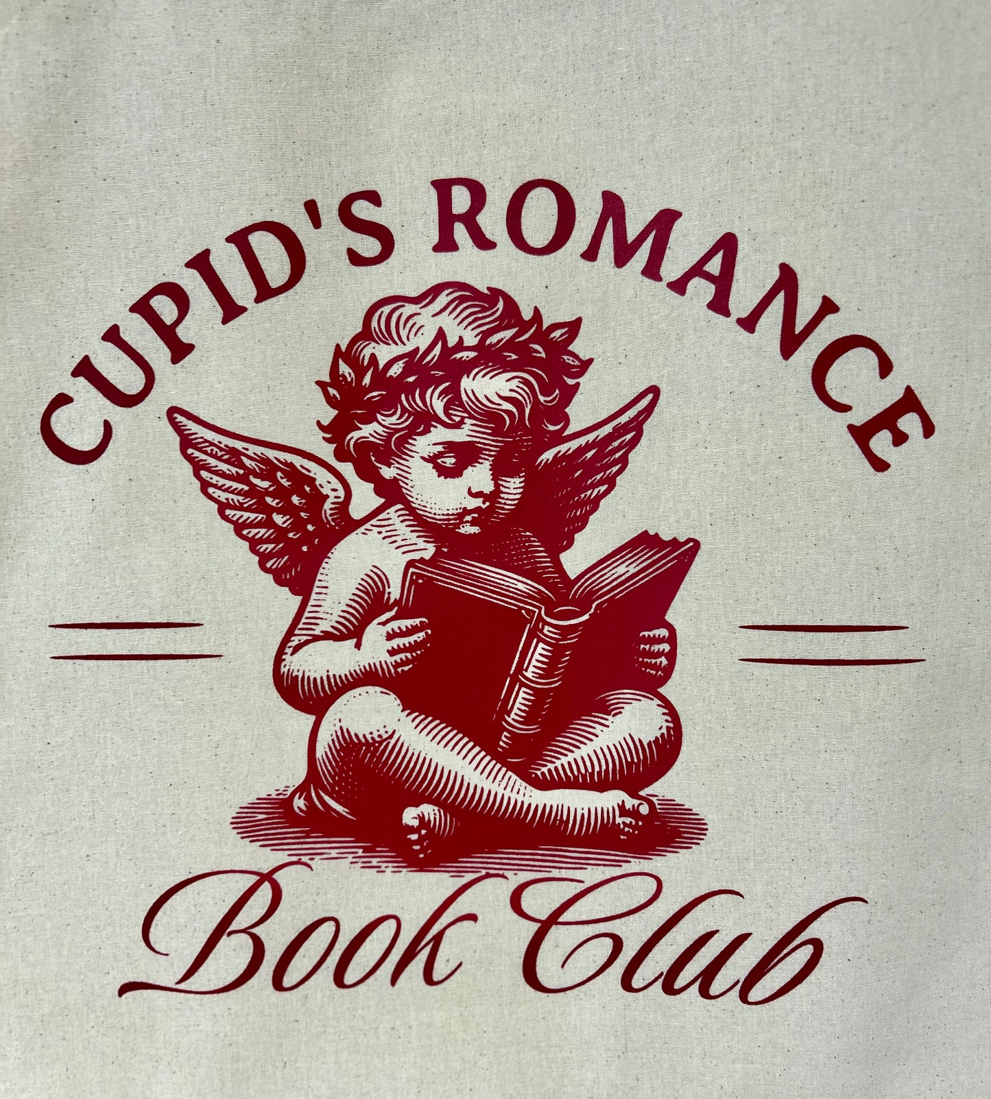 Cupid’s romance book club tote bag