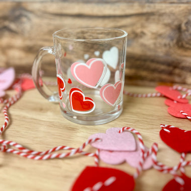 Valentine Hearts Glass coffee mug