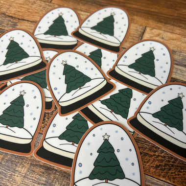 Tree snow globe sticker