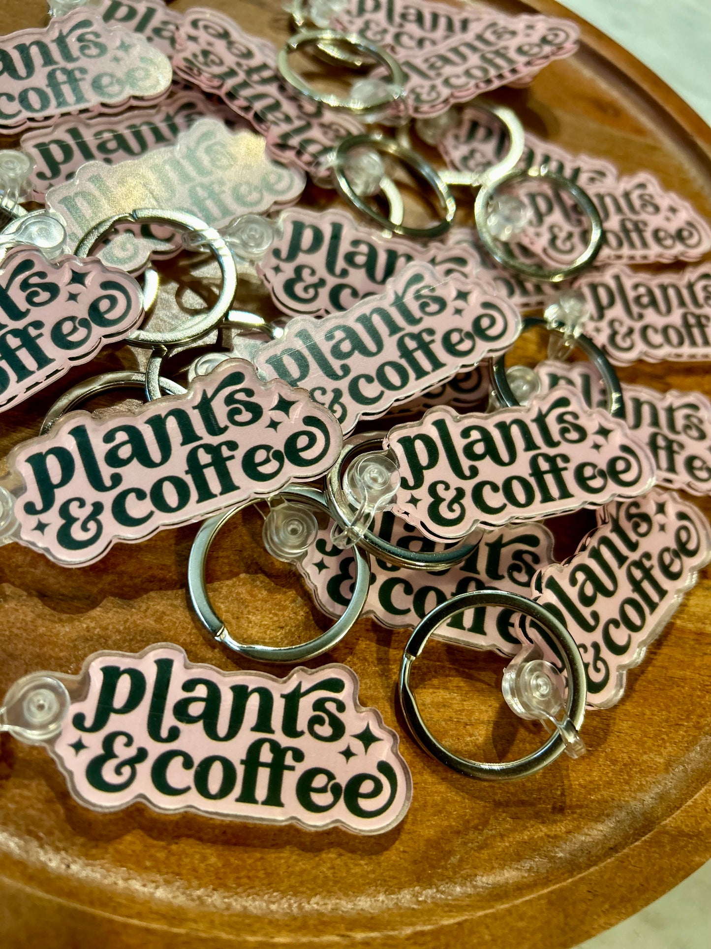 Plants & Coffee Keychain • pink