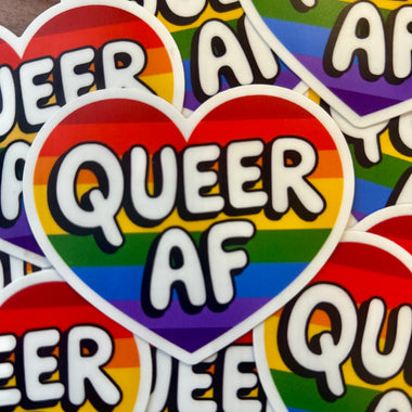Queer AF heart sticker