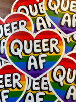Queer AF heart sticker