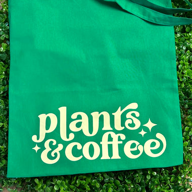 Plants & Coffee Tote Bag • kelly green