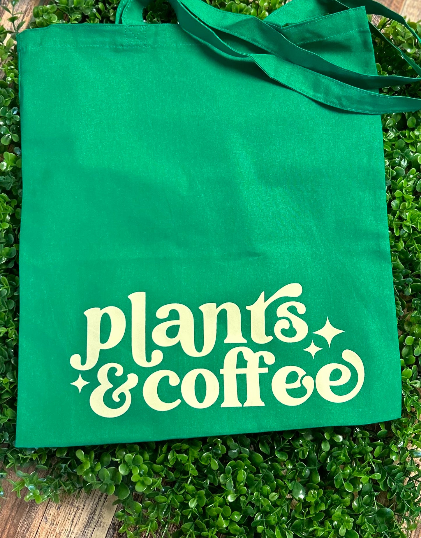 Plants & Coffee Tote Bag • kelly green