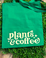 Plants & Coffee Tote Bag • kelly green