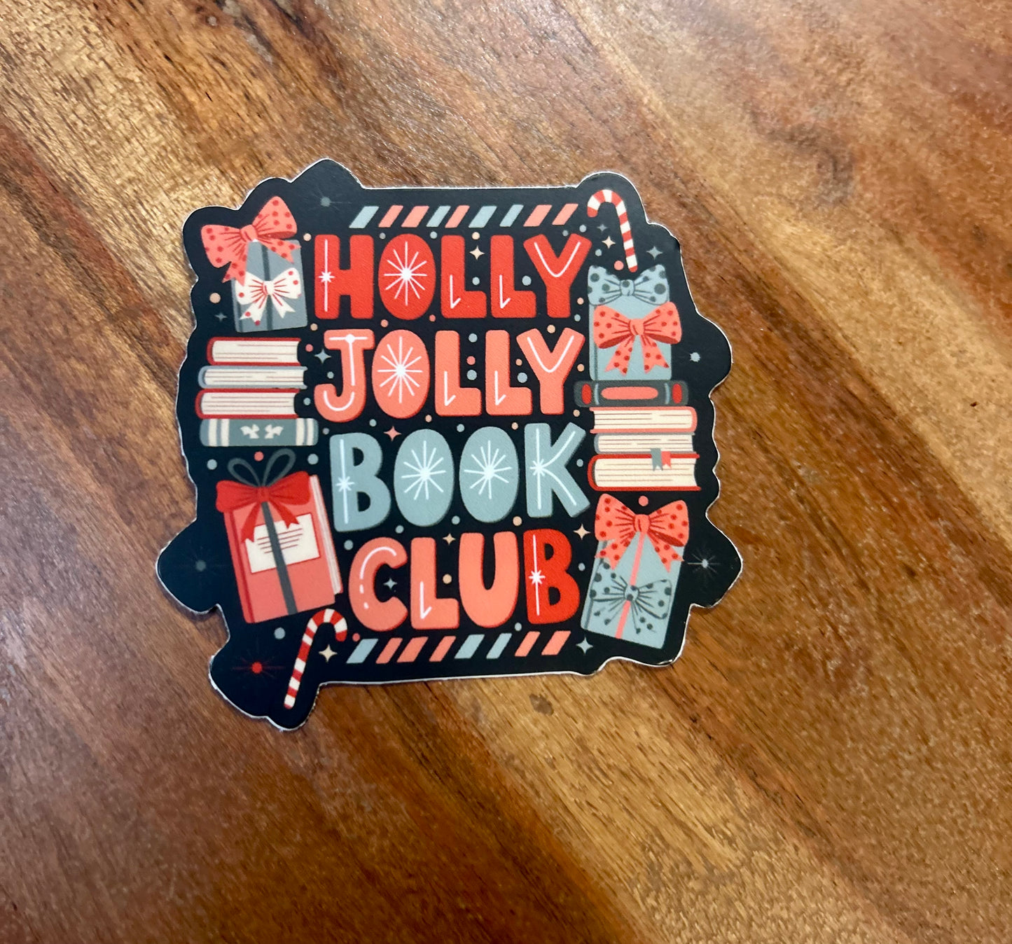 Holly Jolly book club sticker