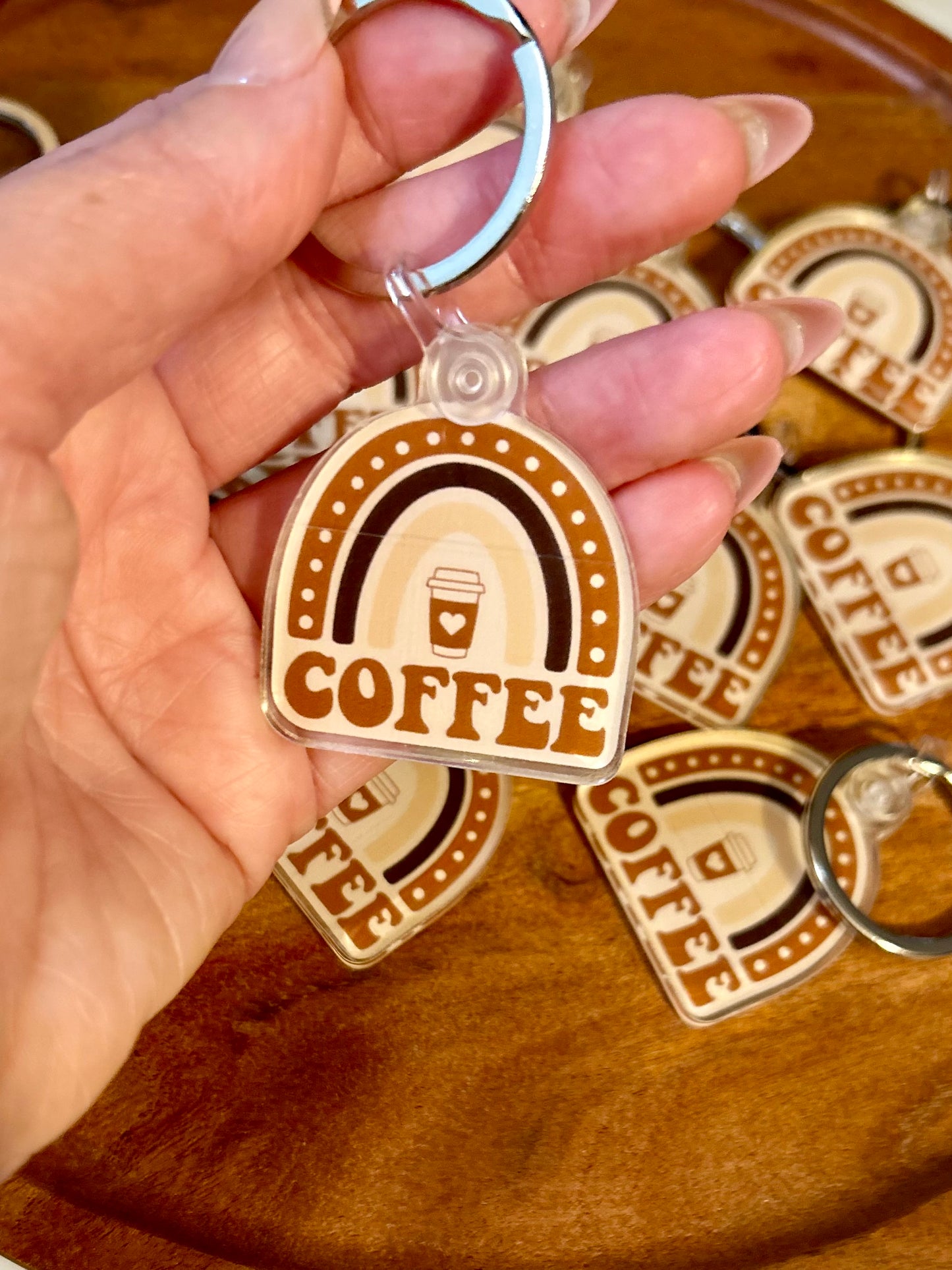 Coffee rainbow keychain • cream