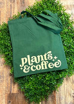 Plants & Coffee Tote Bag • green