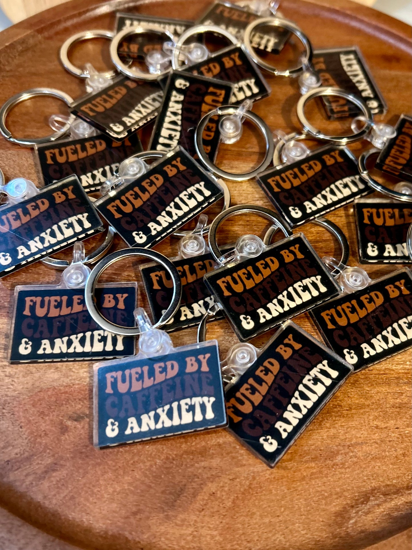 Fueled by caffeine & anxiety keychain