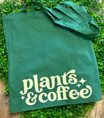 Plants & Coffee Tote Bag • green