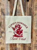 Cupid’s romance book club tote bag