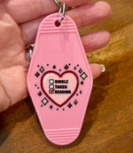 Single taken reading motel keychain